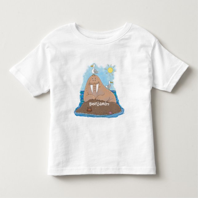 T-shirt Pour Les Tous Petits Illustration drôle de morse joyeux (Devant)