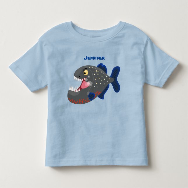 T-shirt Pour Les Tous Petits Illustration drôle de piranha affamée (Devant)