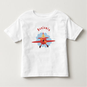 T-shirt Pour Les Tous Petits Illustration d'un avion rouge volant mignon