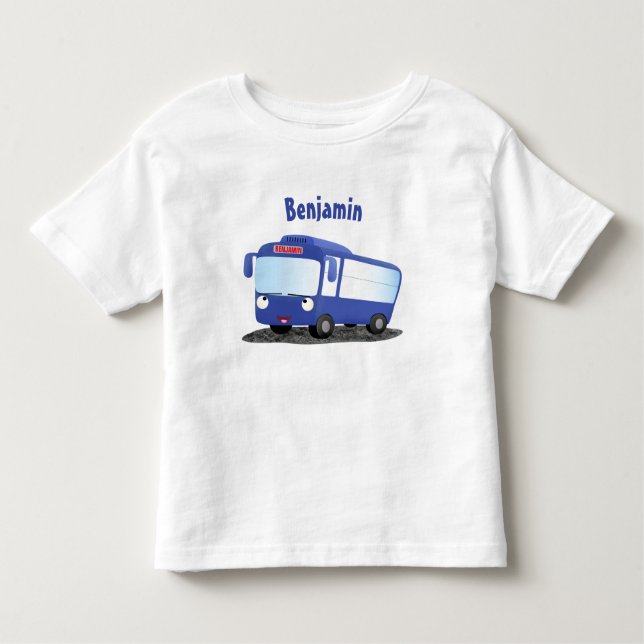 T-shirt Pour Les Tous Petits Illustration d'un bus moderne bleu mignon (Devant)