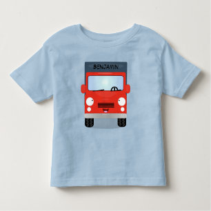 T-shirt Pour Les Tous Petits Illustration d'un camion kawaii rouge mou