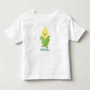 T-shirt Pour Les Tous Petits Illustration d'une caricature de maïs joyeux