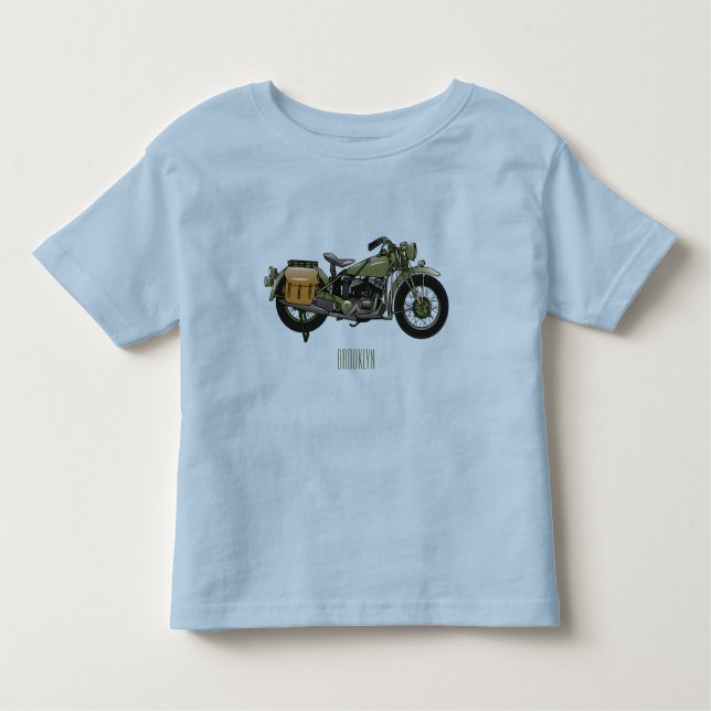 T-shirt Pour Les Tous Petits Illustration d'une moto de croiseur militaire (Devant)