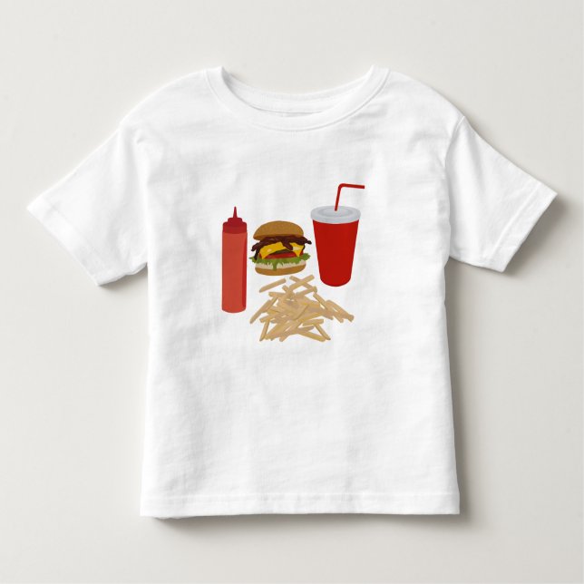 T-shirt Pour Les Tous Petits Illustration Fast Food Burger Fries (Devant)
