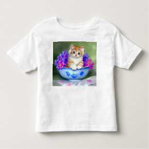 T-shirt Pour Les Tous Petits Illustration vintage de chaton orange et blanc