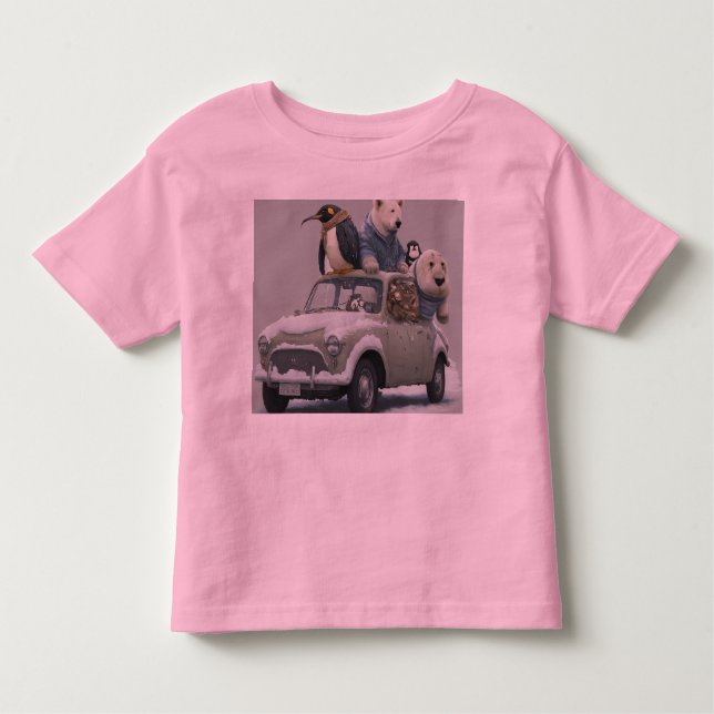 T-shirt Pour Les Tous Petits image humoristique d'un groupe d'animaux. (Devant)