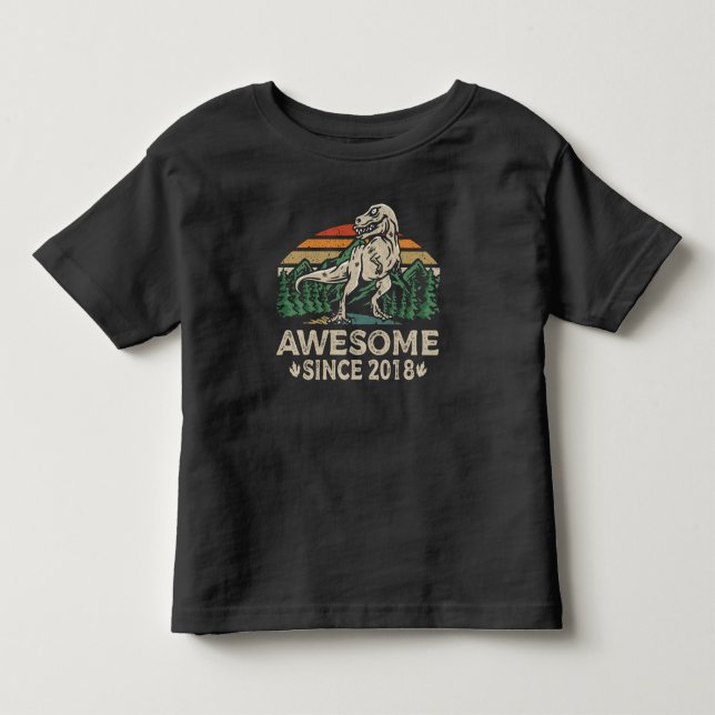 T-shirt Pour Les Tous Petits Incroyable depuis 2018 Dinosaure 6 ans 6e annivers (Devant)
