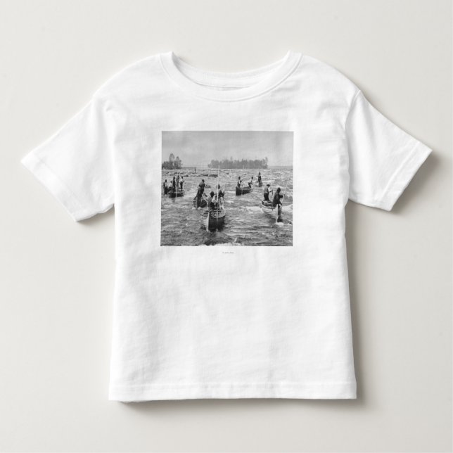 T-shirt Pour Les Tous Petits Indiens pêchant dans la photographie de canal de (Devant)