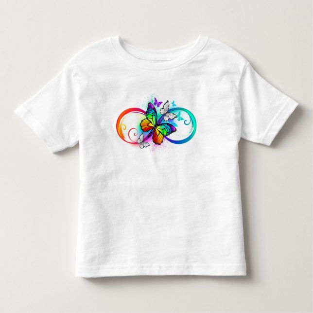 T-shirt Pour Les Tous Petits Infini lumineux avec papillon arc-en-ciel (Devant)