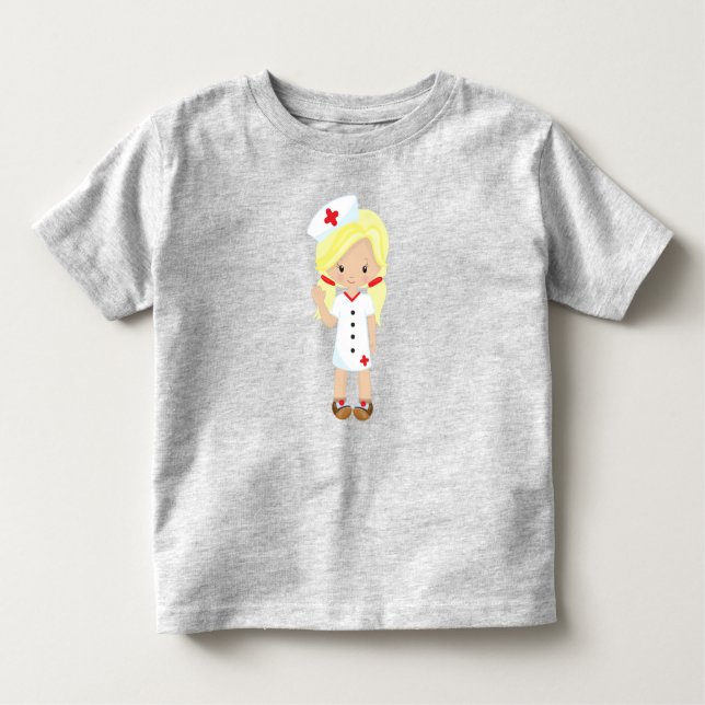 T-shirt Pour Les Tous Petits Infirmière, Médecine, Docteur, Jolie Fille, Cheveu (Devant)