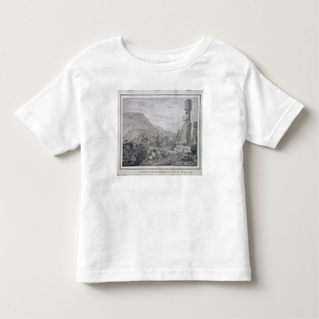 T-shirt Pour Les Tous Petits Insulaires et monuments de l'île de Pâques, 1786 (Devant)