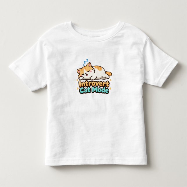 T-shirt Pour Les Tous Petits Introvert Cat Mode Funny  (Devant)