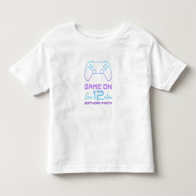 T-shirt Pour Les Tous Petits Invitation d'anniversaire du joueur - Neon contrôl (Devant)