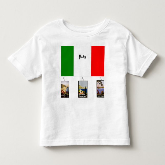 T-shirt Pour Les Tous Petits Italie - Drapeau et trois affiches de voyage ancie (Devant)