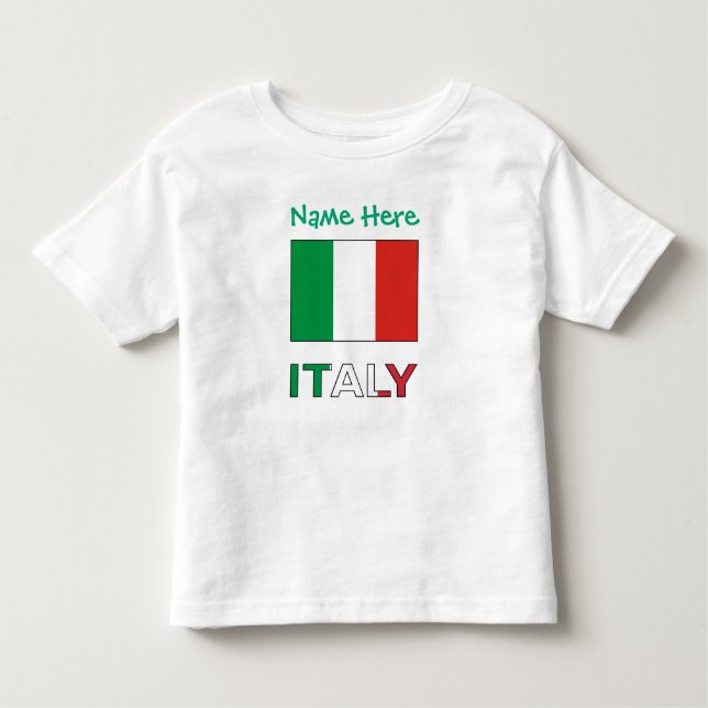 T-shirt Pour Les Tous Petits Italie Drapeau italien Personnalisation verte (Devant)