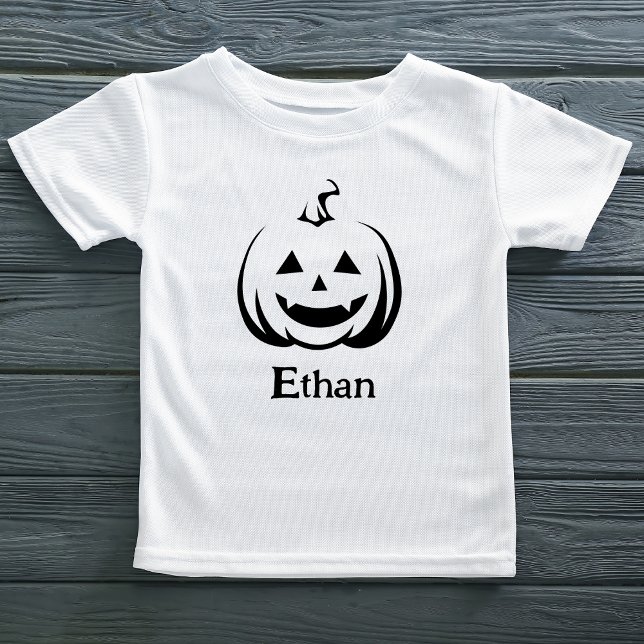 T-shirt Pour Les Tous Petits Jack-o'-lantern Nom d'Halloween noir et blanc (Créateur téléchargé)