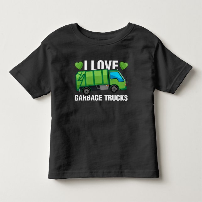 T-shirt Pour Les Tous Petits J'adore les camions à ordures (Devant)