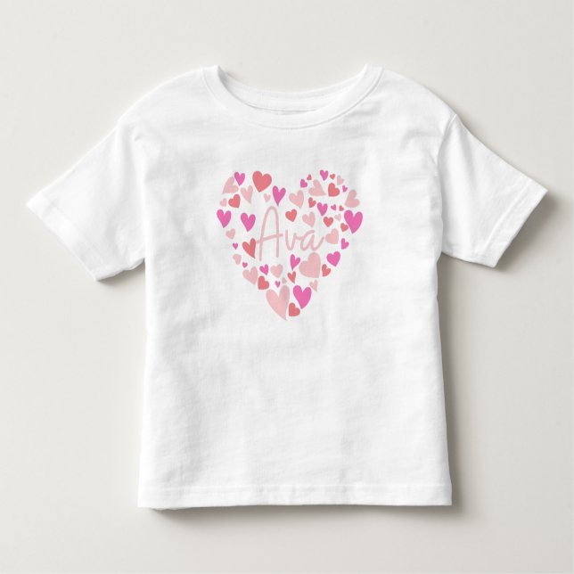 T-shirt Pour Les Tous Petits J'adore les cœurs d'Ava en rose (Devant)