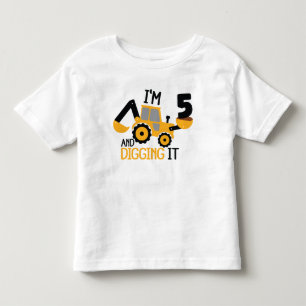 T-shirt Pour Les Tous Petits J'ai 5 ans et creuser la construction