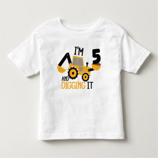 T-shirt Pour Les Tous Petits J'ai 5 ans et creuser la construction
