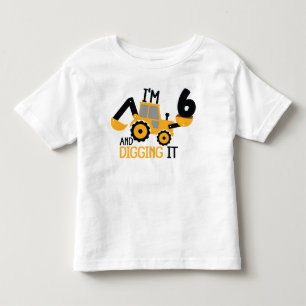 T-shirt Pour Les Tous Petits J'ai 6 ans et creuser la construction