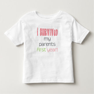 T-shirt Pour Les Tous Petits J'ai survécu à mes parents rose de première année