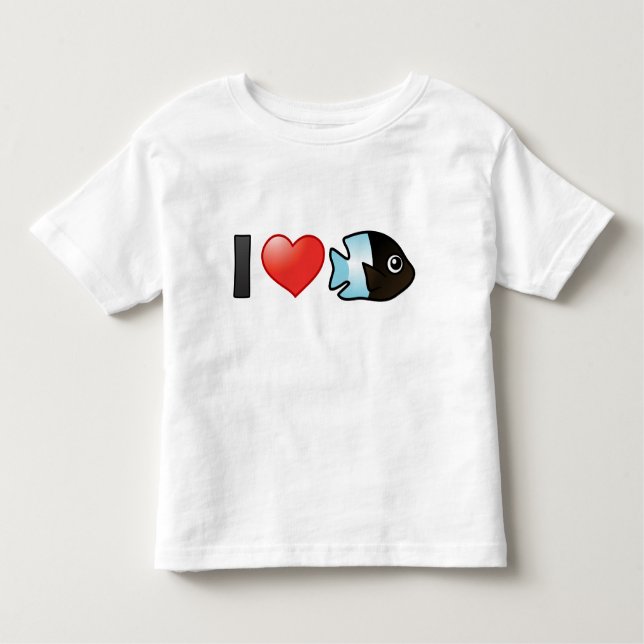 T-shirt Pour Les Tous Petits J'Aime Bicolor Damselfish (Devant)