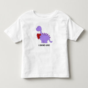 T-shirt Pour Les Tous Petits J'Aime Les Chews ! Dinosaure mignon avec coeur
