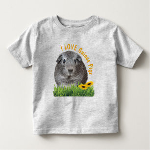 T-shirt Pour Les Tous Petits J'AIME Les Cochons De Guinée Tournesols Personnali
