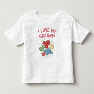 T-shirt Pour Les Tous Petits J'aime ma mémé charmant cœurs de style country