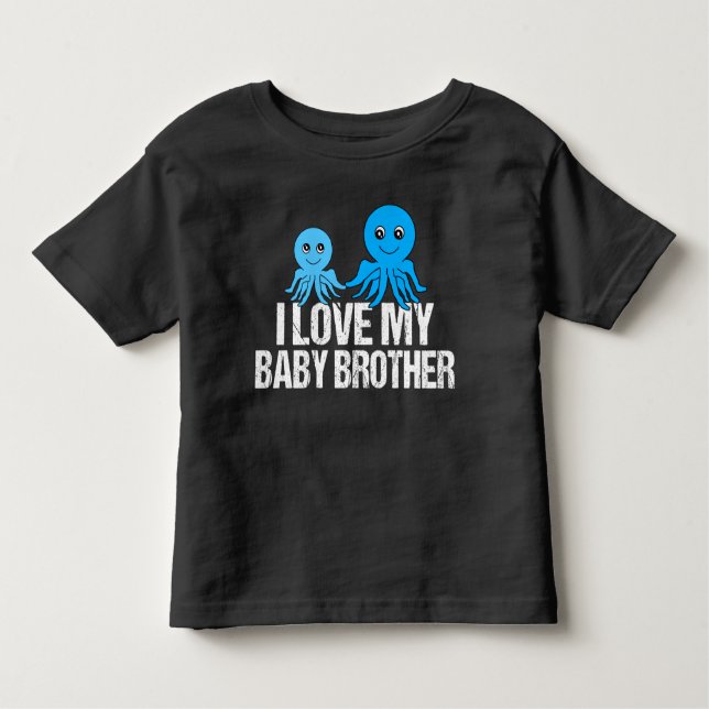 T-shirt Pour Les Tous Petits J'Aime Mon Bébé Frère Cute Octopus (Devant)