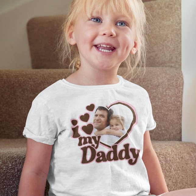 T-shirt Pour Les Tous Petits J'Aime Mon Papa Fille Rose Photo Brown (Créateur téléchargé)