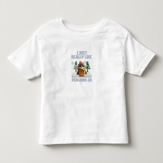 T-shirt Pour Les Tous Petits J'Aime Vraiment Les Pingouins OK T-shirt Toddler (Devant)