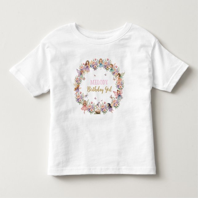 T-shirt Pour Les Tous Petits Jardin de fée fleuri fantaisiste pour anniversaire (Devant)
