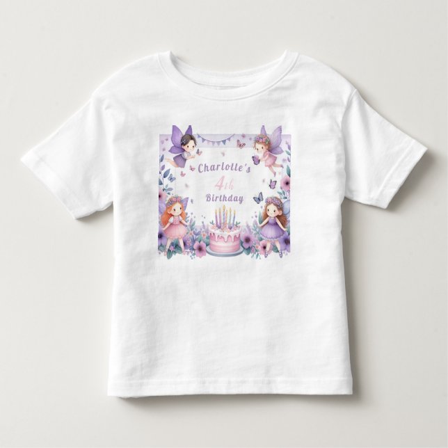 T-shirt Pour Les Tous Petits Jardin de Fée pourpre enchantée - Anniversaire (Devant)