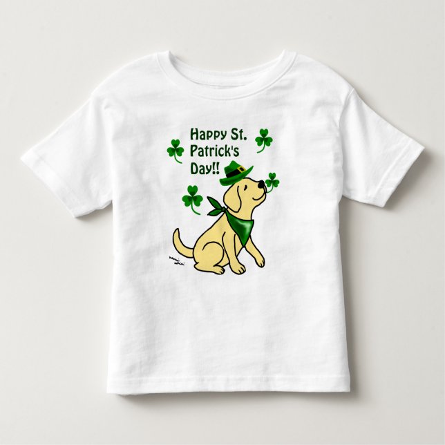 T-shirt Pour Les Tous Petits Jaune Labrador de jour de St Patrick (Devant)