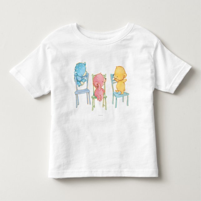 T-shirt Pour Les Tous Petits Jaune, rose, et bleu concerne des chaises (Devant)
