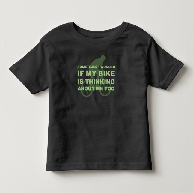 T-shirt Pour Les Tous Petits Je me demande si mon vélo pense à moi Citation à v (Devant)