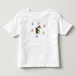 T-shirt Pour Les Tous Petits Je suis trois avec un ours en peluche et des ballo