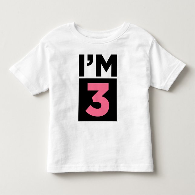 T-shirt Pour Les Tous Petits Je suis trois Chemise rose troisième anniversaire (Devant)