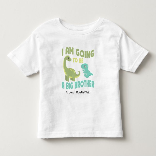 T-shirt Pour Les Tous Petits Je vais être grand frère, Dinosaur bébé Révéler (Devant)