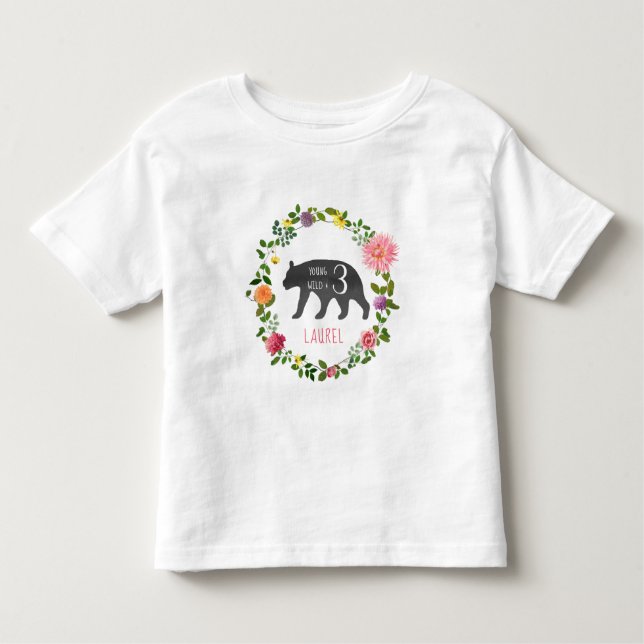T-shirt Pour Les Tous Petits Jeune sauvage et trois ours Fleurs sauvages Annive (Devant)