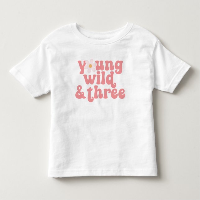 T-shirt Pour Les Tous Petits Jeune Sauvage Trois Daisy 3e Anniversaire (Devant)