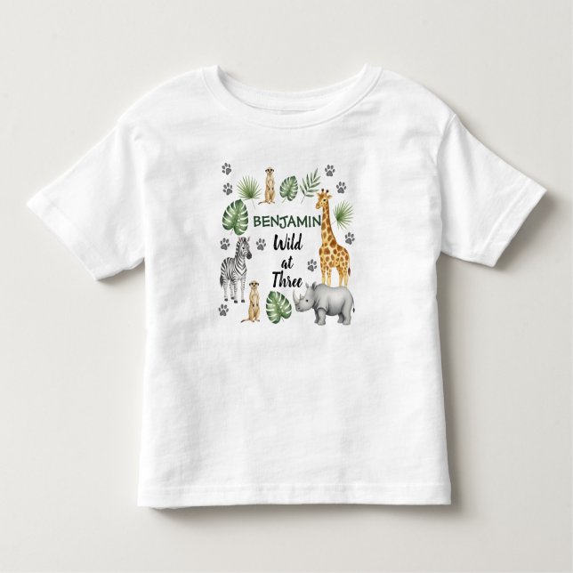 T-shirt Pour Les Tous Petits Joli animal de la jungle pour 3e anniversaire (Devant)