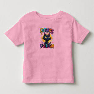 T-shirt Pour Les Tous Petits Joli Chat Noir Avec De Grands Yeux Jaunes