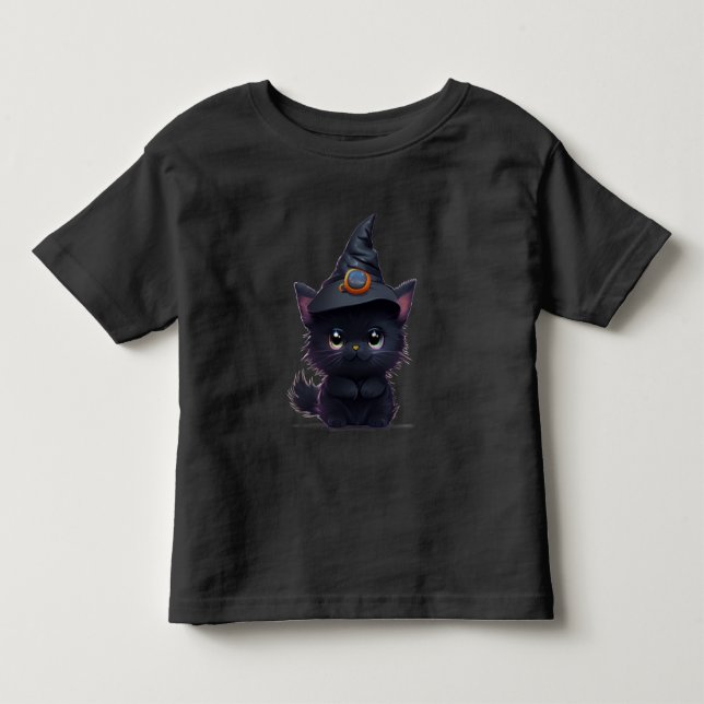T-shirt Pour Les Tous Petits Joli chat noir de Halloween fantaisiste (Devant)