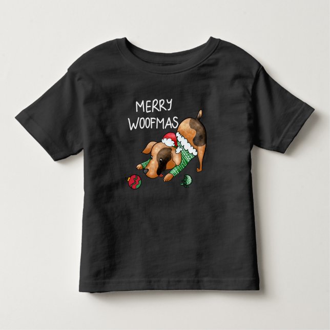 T-shirt Pour Les Tous Petits Joli chien de Noël de Woofmas (Devant)