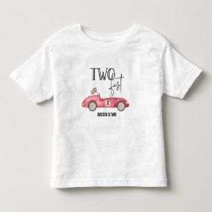 T-shirt Pour Les Tous Petits Joli DEUX Rapide  Voiture de course rouge 2ème ann