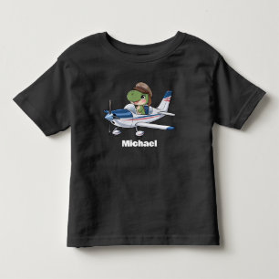 T-shirt Pour Les Tous Petits Joli dinosaure pilotant un avion Cessna, personnal