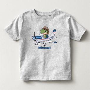 T-shirt Pour Les Tous Petits Joli dinosaure pilotant un avion Cessna, personnal